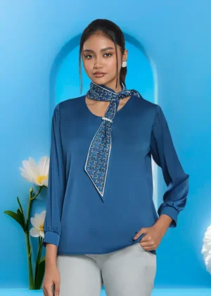 PETROL Blue Pearl Tie-neck