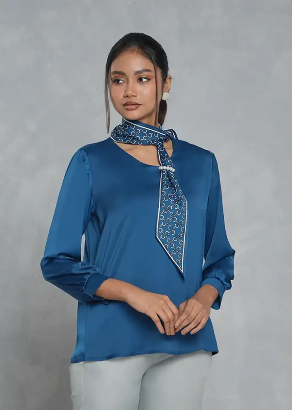 PETROL Blue Pearl Tie-neck