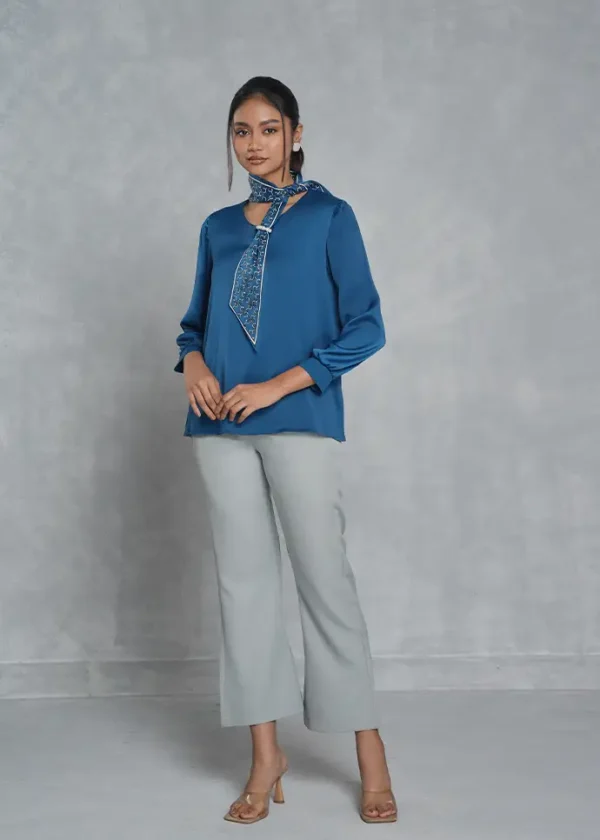 PETROL Blue Pearl Tie-neck