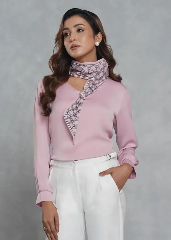 Blush Pink Pearl Tie-neck
