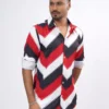 Chevron Premium Full Sleeve Shirt - Crimson Red