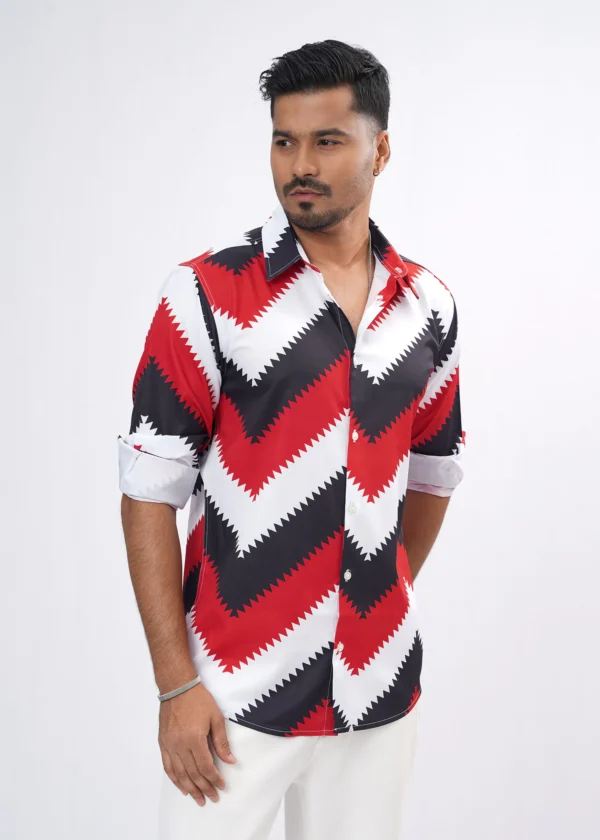 Chevron Premium Full Sleeve Shirt - Crimson Red