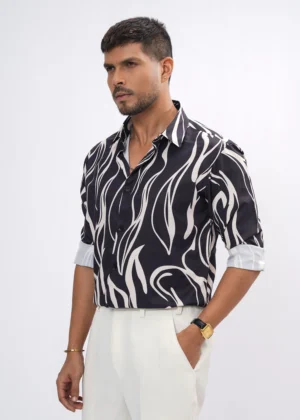 DSC04196 Obsidian Flow Premium Full Sleeve Shirt - Black & Ivory