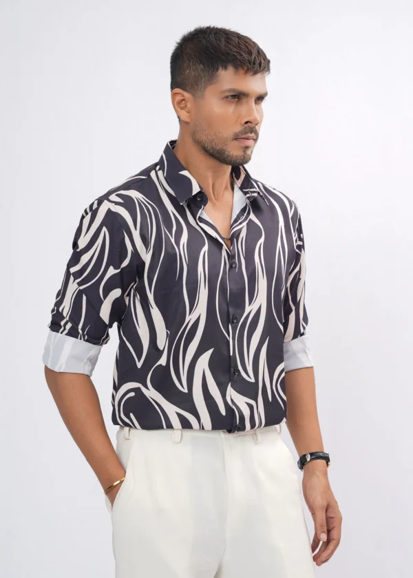 Obsidian Flow Premium Full Sleeve Shirt - Black & Ivory