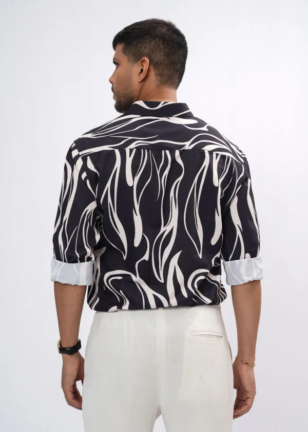 Obsidian Flow Premium Full Sleeve Shirt - Black & Ivory