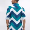 Chevron Premium Full Sleeve Shirt - Ocean Blue