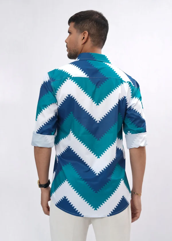 Chevron Premium Full Sleeve Shirt - Ocean Blue