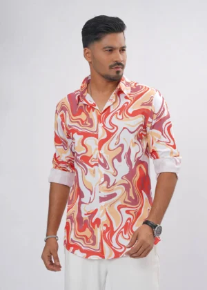 DSC04270 Liquid Marble Premium Full Sleeve Shirt - Magma Red