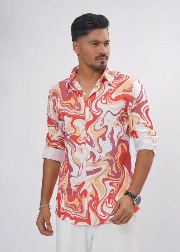 DSC04270 Liquid Marble Premium Full Sleeve Shirt - Magma Red