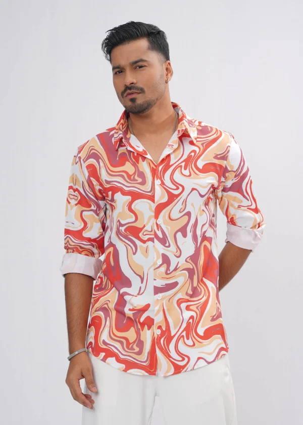 DSC04272 Liquid Marble Premium Full Sleeve Shirt - Magma Red