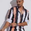 Edge Stripe Premium Full Sleeve Shirt - Dusty Peach