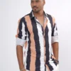 Edge Stripe Premium Full Sleeve Shirt - Dusty Peach