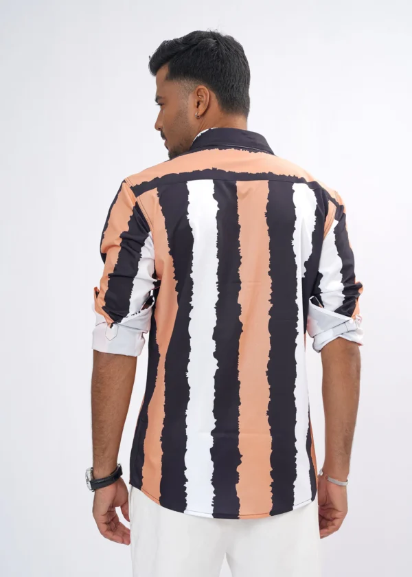 Edge Stripe Premium Full Sleeve Shirt - Dusty Peach