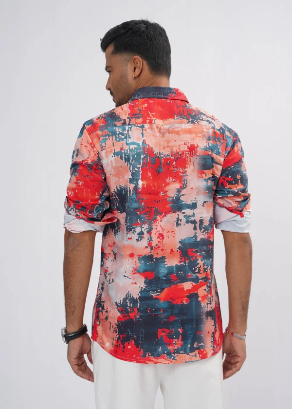 DSC04294 Abstract Canvas Premium Full Sleeve Shirt - Coral Rust