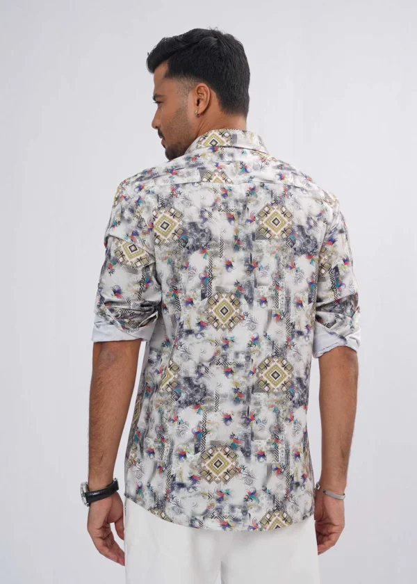 DSC04314 Aztec Diamond Premium Full Sleeve Shirt - Ivory