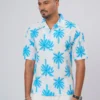DSC03893 Tropical Palm Print Oversized Half Shirt