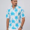 DSC03894 Tropical Palm Print Oversized Half Shirt