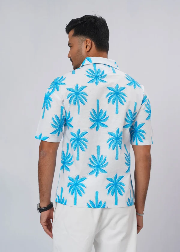 DSC03899 Tropical Palm Print Oversized Half Shirt
