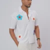 Flower Patch Oversized Half Shirt - White
