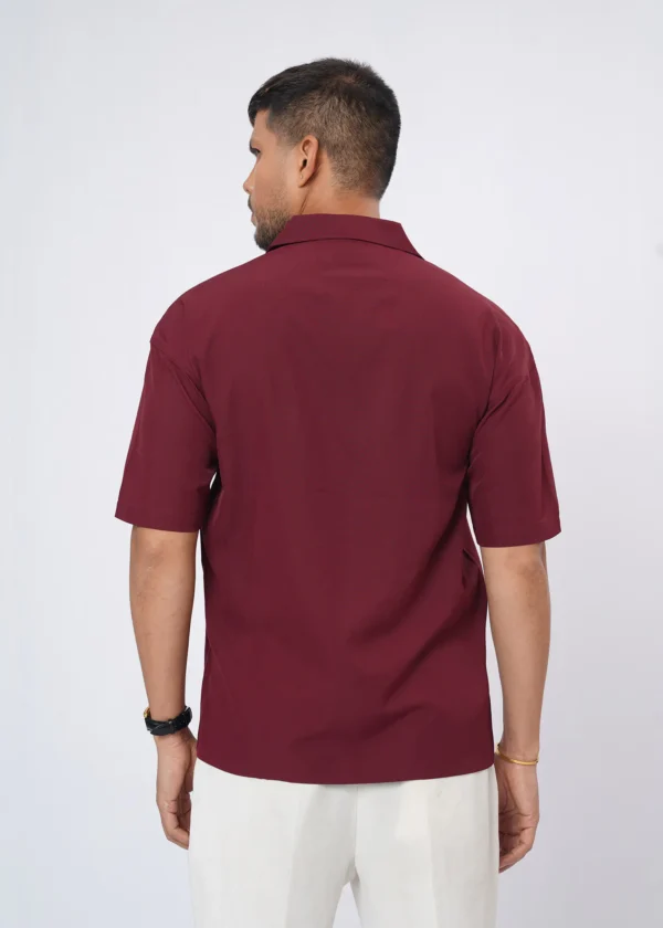 Flower Patch Oversized Half Shirt - Maroon