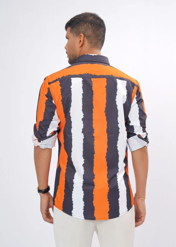 Edge Stripe Premium Full Sleeve Shirt - Orange
