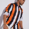 Edge Stripe Premium Full Sleeve Shirt - Orange