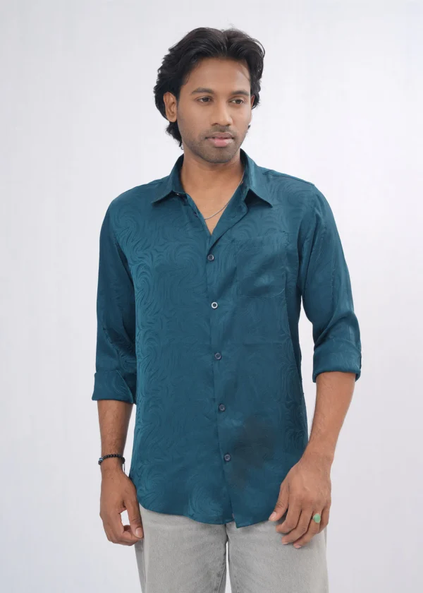 DSC04207 Jacquard Swirl Premium Full Sleeve Shirt - Green