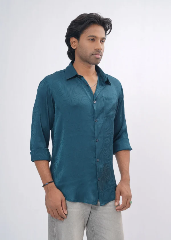 DSC04214 Jacquard Swirl Premium Full Sleeve Shirt - Green