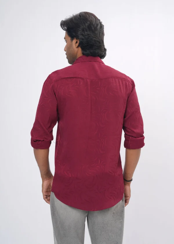 DSC04249 Jacquard Swirl Premium Full Sleeve Shirt - Red